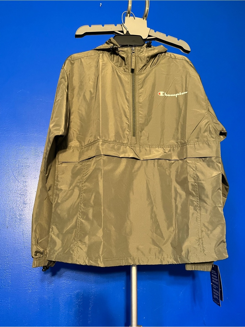 Champion Olive Pullover Windbreaker with Hood